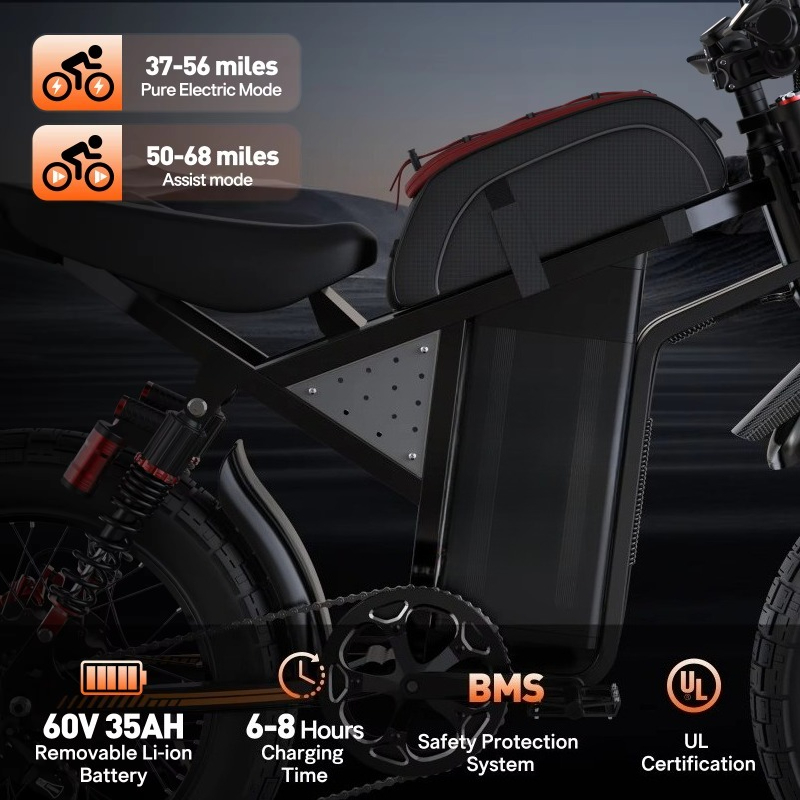 จักรยานไฟฟ้า Bopzin 3000W 60V  - 3000W Stealth Bomber Motor บทวิจารณ์และราคา