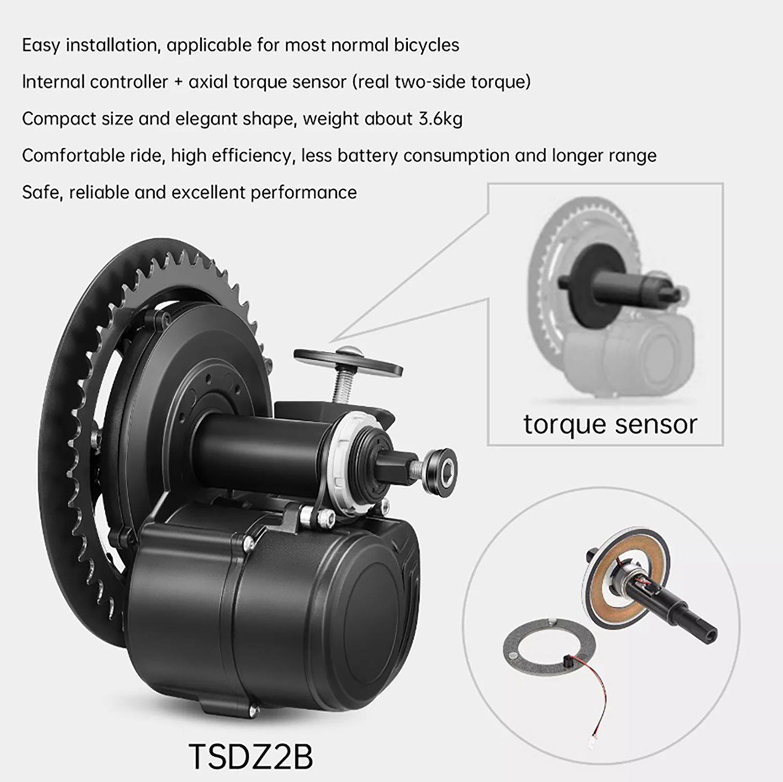 Tongsheng TSDZ2B BB 120 มม.100 - Torque Sensor Mid Drive Motor Kit บทวิจารณ์และราคา